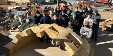 La reproducción de la bóveda del siglo XVIII tallada en piedra empieza a ser una realidad