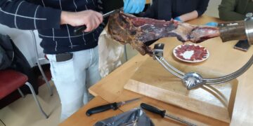 La Escuela Municipal de Hostelería imparte un curso de corte para acercar la cultura del jamón