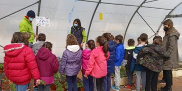La AFE ‘Jardines de Doñinos’ y los escolares del CRA Domingo de Guzmán plantan dos ejemplares del ‘Árbol de Júpiter’