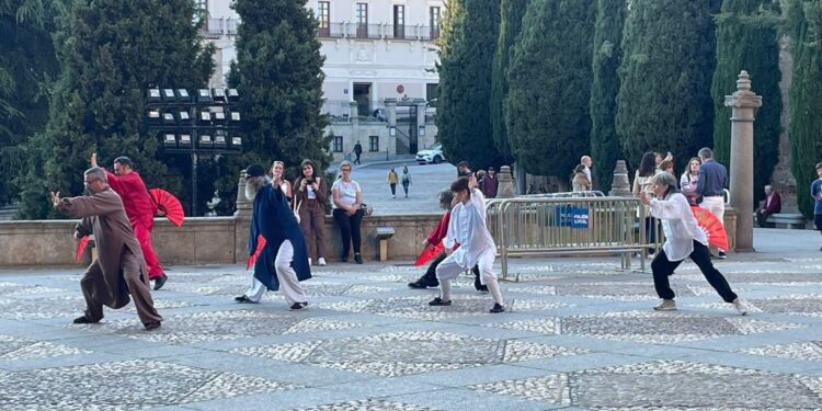 Expectación por la práctica de artes marciales junto al Convento de los Dominicos