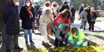 Plantación de tulipanes para visibilizar los problemas de los enfermos de Parkinson