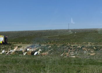Un incendio junto al cementerio de Tejares obliga a actuar a una dotación de bomberos