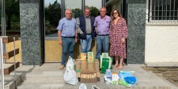ANPE Salamanca entrega las medicinas y alimentos recogidos en su campaña solidaria a favor de los niños ucranianos acogidos en Armenteros