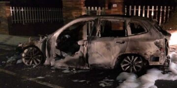 Un incendio calcina un vehículo en la urbanización La Fontana