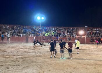 El público llena la plaza en la primera capea nocturna de las fiestas
