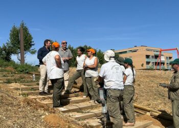 Los alumnos de la AFE acondicionan las zonas verdes del paseo Francisco Bernis