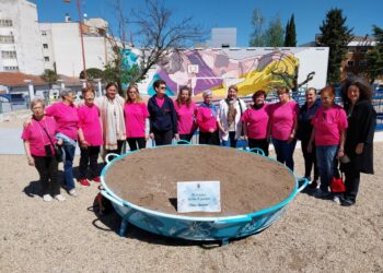 El Ayuntamiento ajardina una paellera de grandes dimensiones que será cuidada y mantenida por Las Águedas