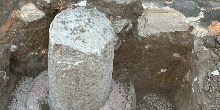 Sale a la luz parte de una columna romana en las catas arqueológicas de ‘El Salinar’