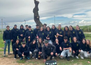 Los Quintos de Villares muestran fuerza y energía en la plantación del ‘mayo’ de más de 8 metros de altura