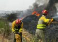Alarma por el incendio de vegetación en el polígono El Montalvo I en Carbajosa