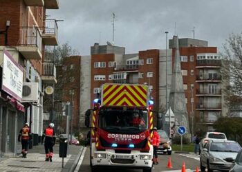 Los desprendimientos de una cornisa en la Avenida Portugal obligan a intervenir a los bomberos y a la Policía Local