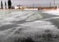 Villamayor y Villares sorprendidos por la intensa granizada y una gran balsa de agua en el polígono