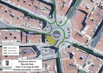 Cortes y desvíos de tráfico en la plaza del Oeste por trabajos en la red eléctrica