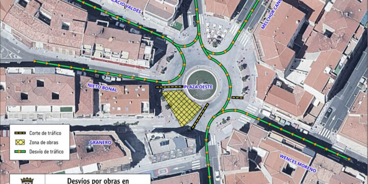 Cortes y desvíos de tráfico en la plaza del Oeste por trabajos en la red eléctrica