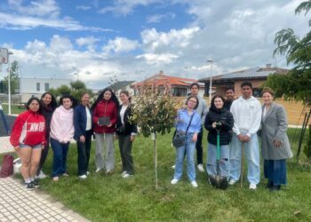 Los Quintos de 2008 de Castellanos plantan el ‘mayo’ y mantienen viva la tradición que celebra su mayoría de edad