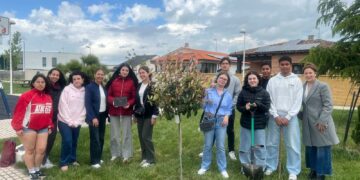 Los Quintos de 2008 de Castellanos plantan el ‘mayo’ y mantienen viva la tradición que celebra su mayoría de edad