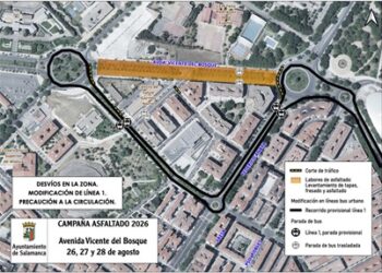 Cortes de tráfico y cambios en la línea 1 por el asfaltado de la avenida Vicente del Bosque
